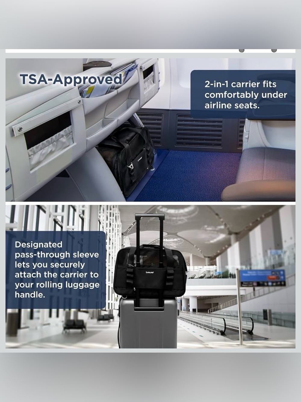 Lesure TSA Airline Approved Cat Carrier-2 in 1 Soft-Sided Pet Carrier Backpack. - Picture 3 of 11